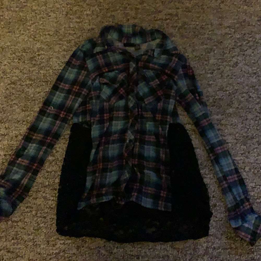 Flannel blue pink and black